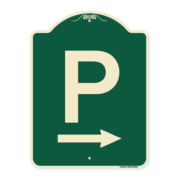 Signmission P Symbol With Right Arrow Heavy-Gauge Aluminum Architectural Sign, 24" x 18", G-1824-23511 A-DES-G-1824-23511 - main